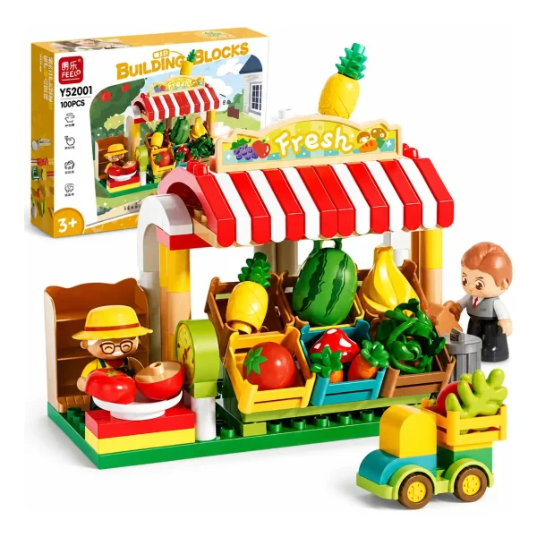 Set Bloques Construcción Juguete Mercado 100 Piezas Puzzle 100