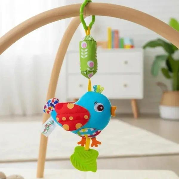 Sonajero Peluche Sensorial Colgante Bebé Cascabel Y Mordedor Multicolor