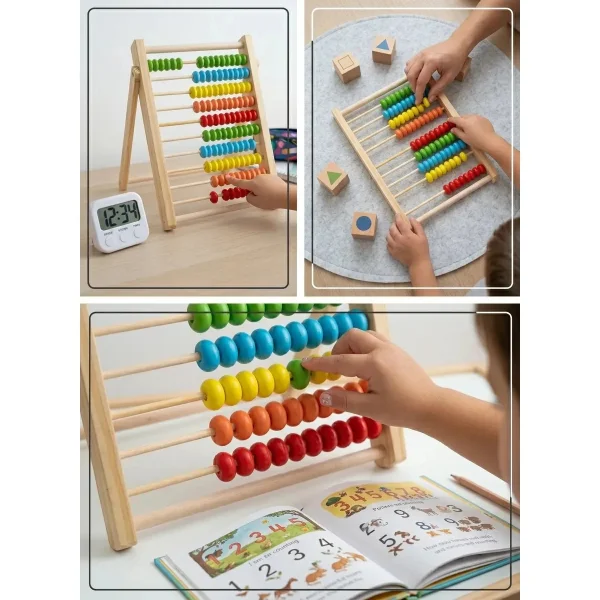 Abaco Madera Juguete Montessori Matematica 100 Fichas Madera