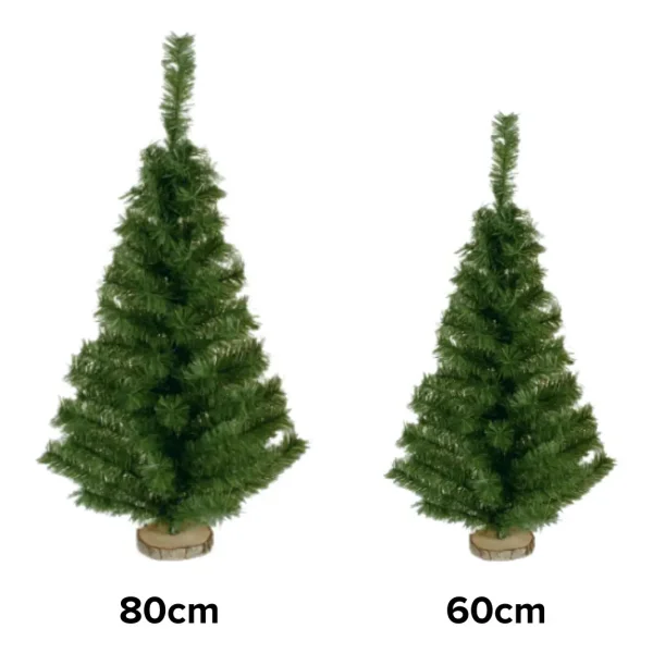Arbolito De Navidad Mini 0,80mts Con Base De Tronco Natural Verde