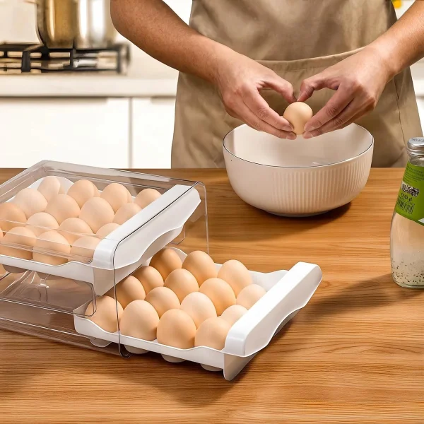 Huevera Organizador Deslizante 32 Huevos Heladera Mesada Blanco