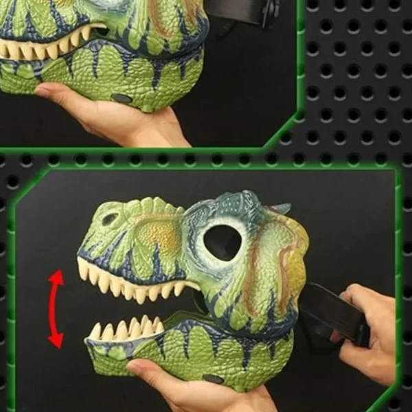 Mascara Dinosaurio T Rex Articulado Disfraz Niños Cotillon Marrón