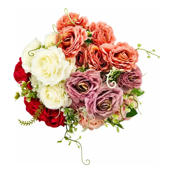 Ramo De Rosas Flores Artificiales 35cm Decoracion X3 Blanco