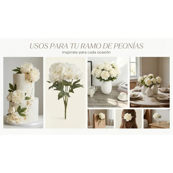 Ramo De Peonias Pack X6 Flores Artificiales 40cm Deco Hogar Bordó