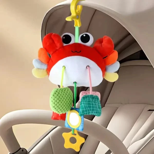 Juguete Colgante Cochecito Bebe Cangrejo Sonajero Sensorial Rojo