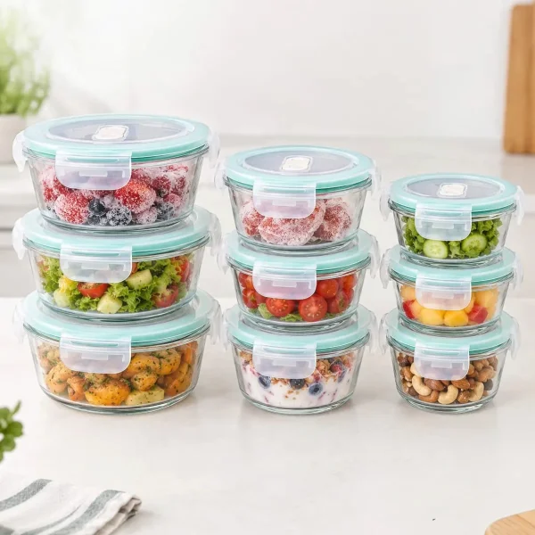 Set X3 Tuppers Contenedores Hermeticos Vidrio Horno Freezer Transparente