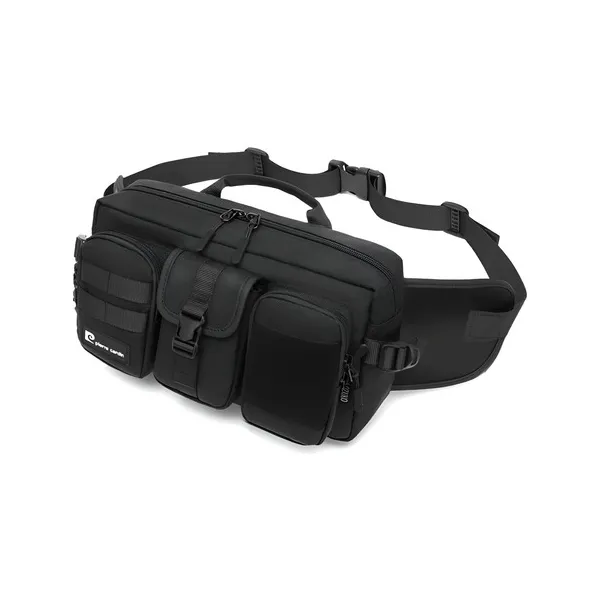 Riñonera Tactica Grande Ajustable Sistema Molle Bolsillos Color Negro