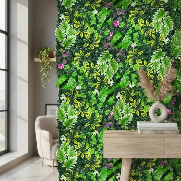 Jardín Vertical X10 Muro Artificial Flores Deco Verde 40x60 Verde