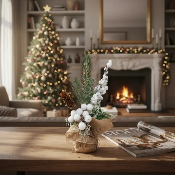 Arbol De Navidad Mini Pino Navideño De Mesa Decorado 26cm Verde Mini Pino Navideño