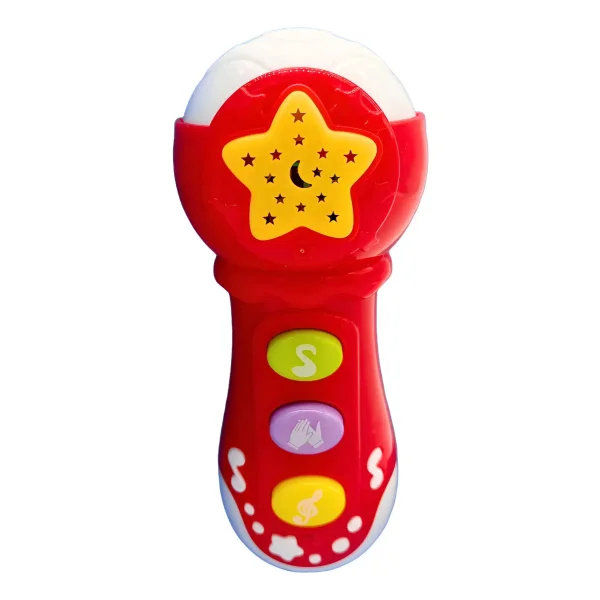 Sonajero Microfono Didactico Con Sonidos Para Bebe Rojo