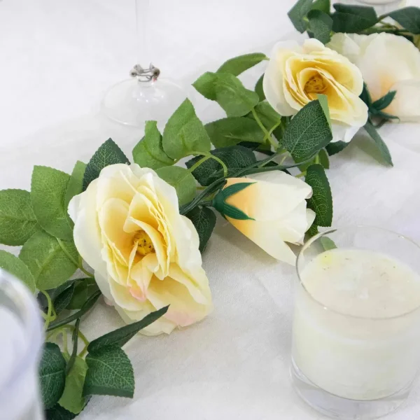 Flores Artificiales Enredadera Rosa Pack X6 Guirnalda Deco Rosa