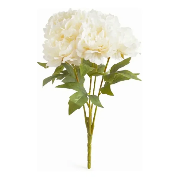 Ramo De Peonias Pack X3 Flores Artificiales 40cm Deco Hogar Blanco