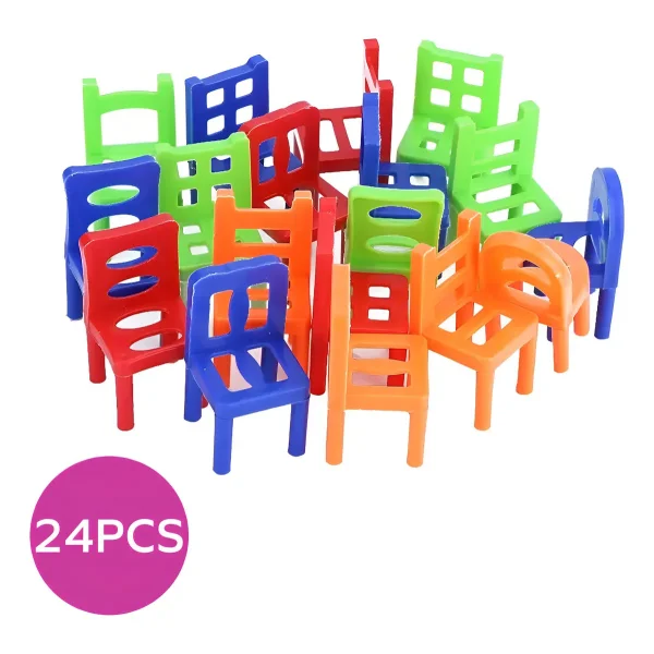 Juego Mesa Torre Sillas Equilibrio Marca Expreso Polar Apilable 24 Pzas Rojo