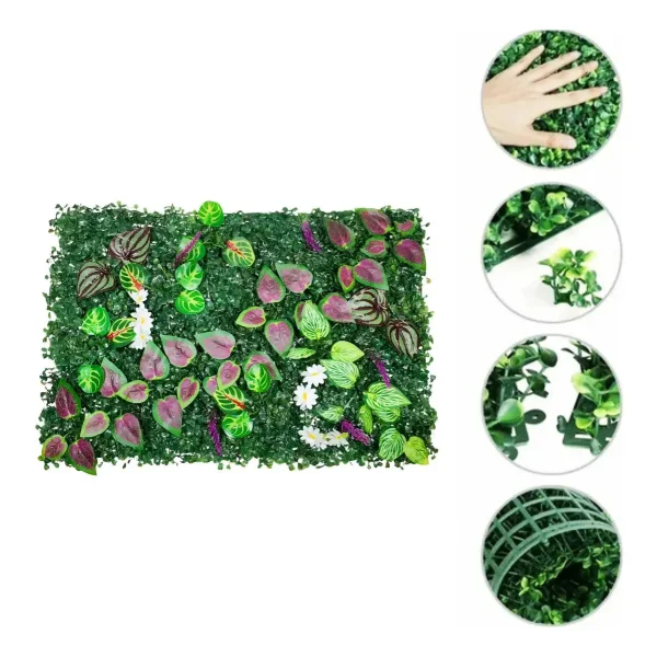 Jardín Vertical X5 Artificial Flores Deco Muro Verde 40x60 Verde