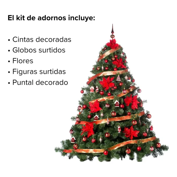 Arbolito Navidad Extra Lujo Patagonia 2.10mt Rojo Decoración Rojo