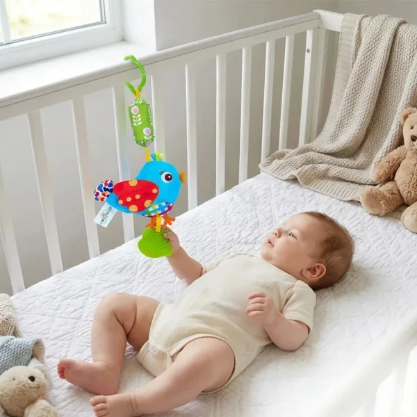 Sonajero Peluche Sensorial Colgante Bebé Cascabel Y Mordedor Multicolor