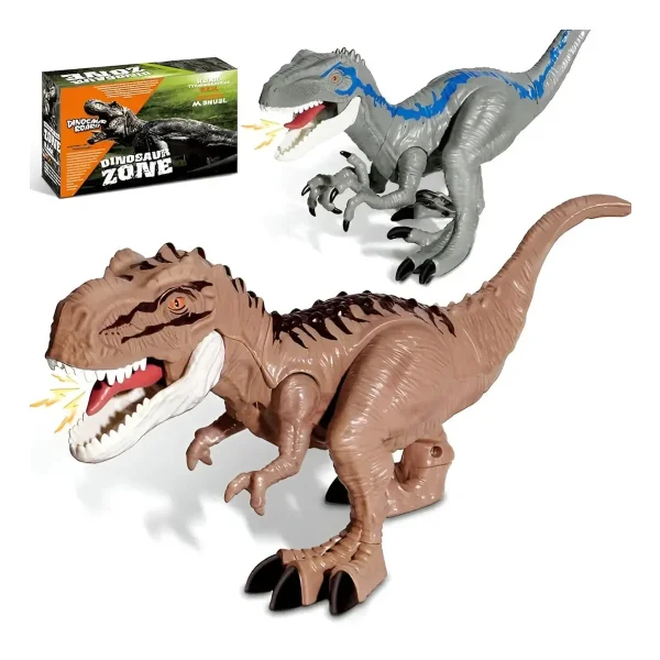 Muñeco Dinosaurio T-rex Juguete Articulado Con Luz Y Sonido T-rex Marrón Claro