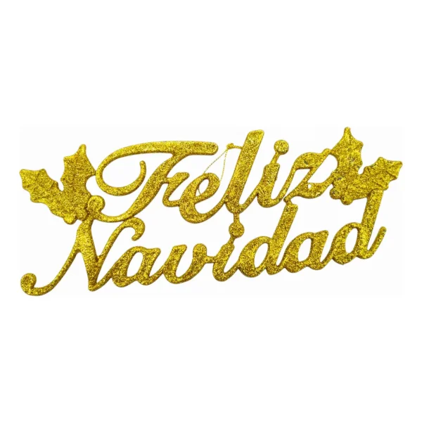Adorno Colgante Cartel Feliz Navidad Decoracion Dorado Cartel Feliz Navidad