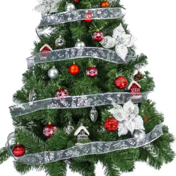 Arbol de Navidad Tronador Verde 1,50mts + Kit 40 Rojo Plata
