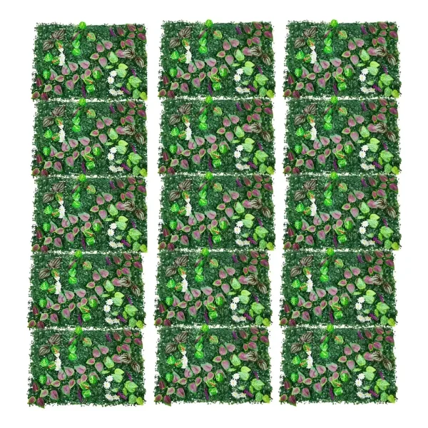 Jardín Vertical X5 Artificial Flores Deco Muro Verde 40x60 Verde