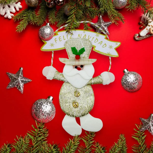 Adorno Papa Noel Colgante Navidad Decoracion Navideña Dorado Papa Noel Colgante