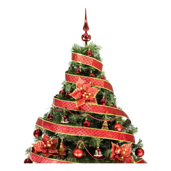 Arbol Navidad Tronador De Lujo 1,20mts + Kit 30 Adornos Rojo