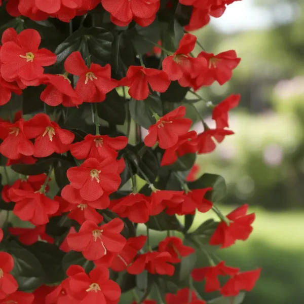 Ramo Flor Colgante Planta Jardin Artificial Enredadera X4u Rojo