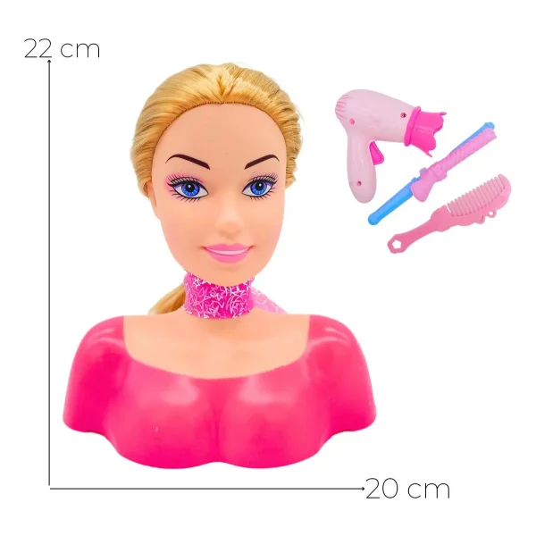 Cabeza De Muñeca Para Peinar Con Accesorios Peluqueria Princesa