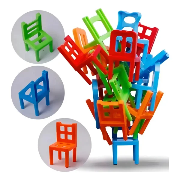 Juego Mesa Torre Sillas Equilibrio Marca Expreso Polar Apilable 24 Pzas Rojo