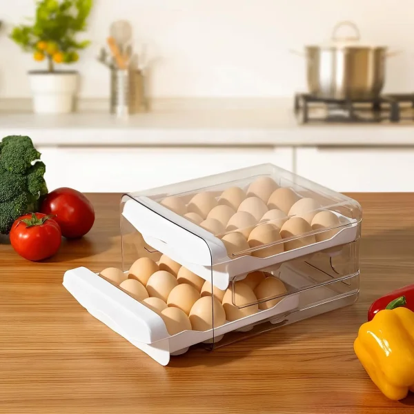 Huevera Organizador Deslizante 32 Huevos Heladera Mesada Blanco