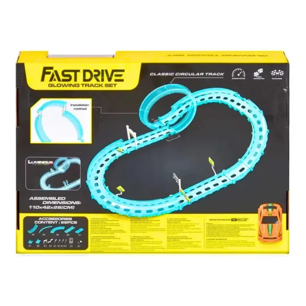 Pista De Autos Rápida Fast Drive Luminosa Brilla Oscuridad Celeste