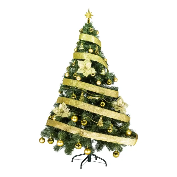 Arbol de Navidad Tronador De Lujo Verde 1,50mts + Kit 40 Oro