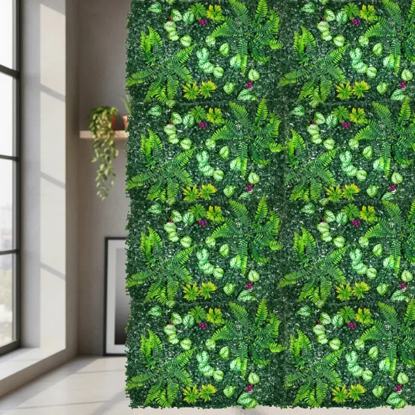 Jardín Vertical Cesped Artificial Flores Muro X10 Unidades Verde