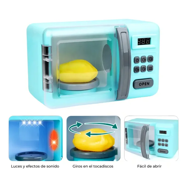 Microondas Juguete Expreso Polar Con Luz Sonido Efecto Cocción Color Agua