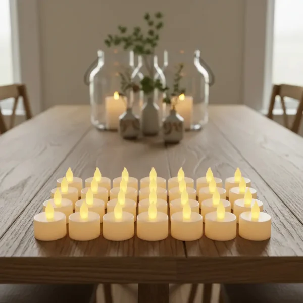 Velas Pack X48 Velita Luz Led Calida Vela Pilas Incluidas Blanco Tealight