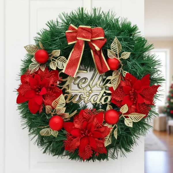 Corona Navidad 40 Cm Adorno Para Puerta Decoracion Navideña