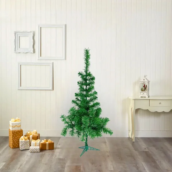 Arbol De Navidad Pino Arbolito Aleman 1,20 Mts Con Base Plastica Decorativo Verde