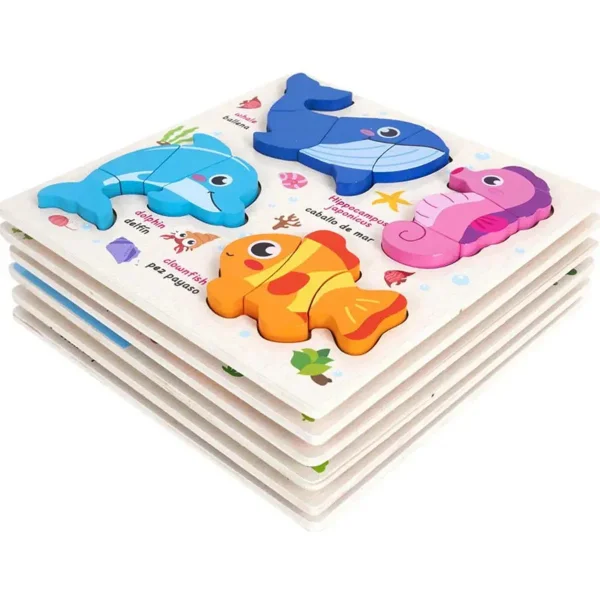 Juego De Encastre Rompecabezas 3d Madera Didáctico Niños Bosque