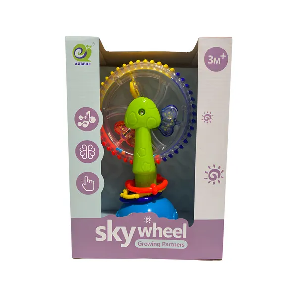 Sonajero Sopapa Vuelta Mundo Giratorio Didáctico Con Sonido Color Verde Lima Diseño Rueda