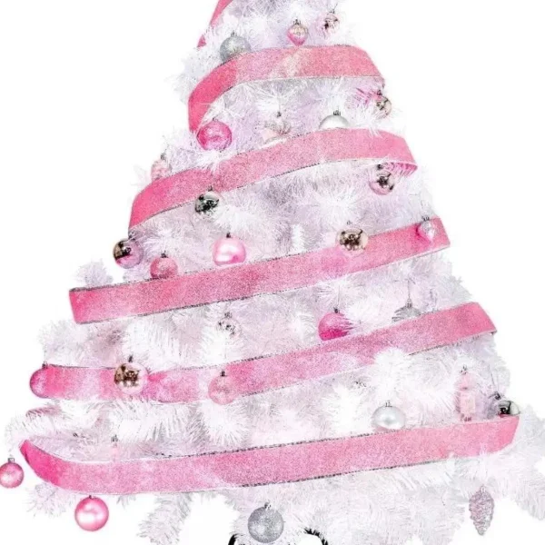 Arbol de Navidad Blanco  Montañes Deluxe 1,30mts Decorado Rosa