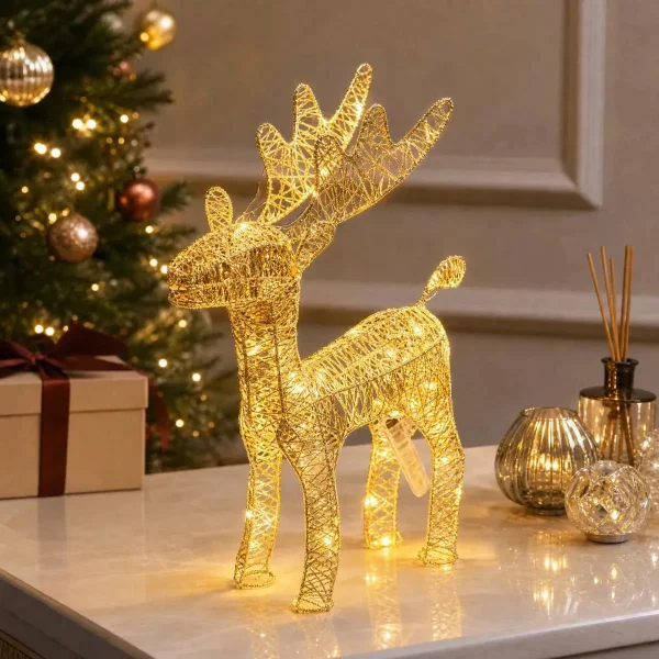 Reno Navideño  Decoración Adorno Hogar Navidad Fiestas 50cm Dorado