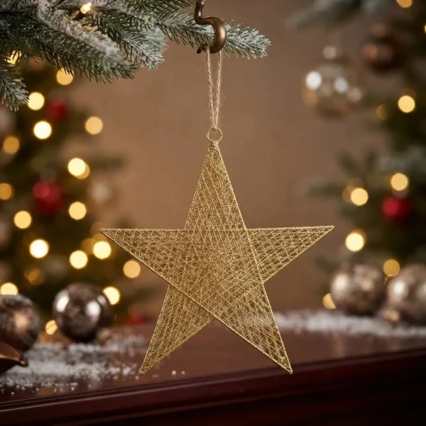 Estrella Adorno Colgante Decoración Navideño Navidad 40cm Dorado
