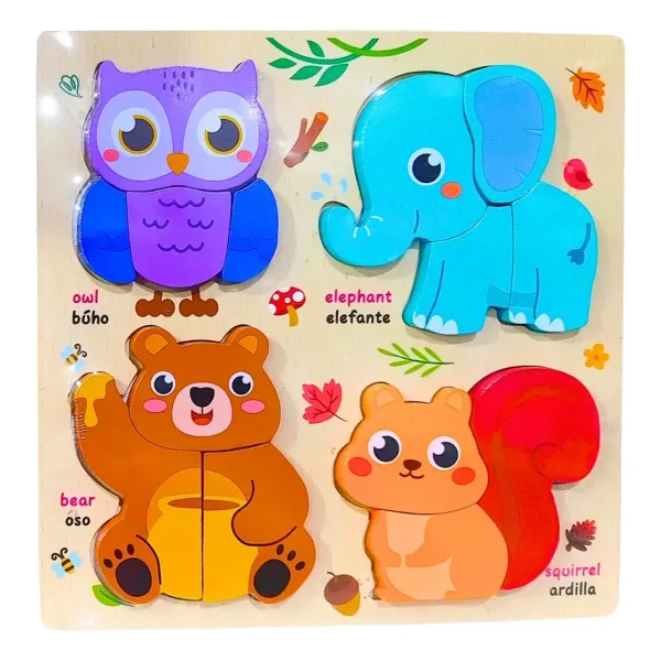 Juego De Encastre Rompecabezas 3d Madera Didáctico Niños Bosque