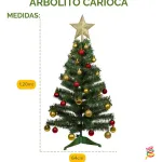 Arbol De Navidad Decorado Arbolito 1.20m Pino Carioca Color Rojo/oro