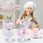 Set Electrodomésticos De Juguete 3 Piezas Con Luz Y Sonido Color Rosa Claro