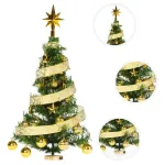 Árbol Navidad Fabesa 80cm Verde Mini Pino Deco Incluye 30 Adornos Oro