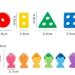 Juego Pesca + 4 Torres Encastre Madera Didactico Iman Peces Color Multicolor Tienda Cracovia Juguete 2 En 1
