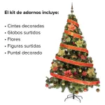 Arbol Navidad Tronador 1,80mts + Kit 60 Rojo Oro Cybermonday