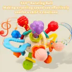 Sonajero Mordedor De Silicona Mordillo Bebé Para Dentición Color Azul Laberinto