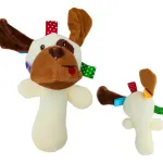 Sonajero Juguete Peluche Perro Con Chifle Para Bebé Color Blanco